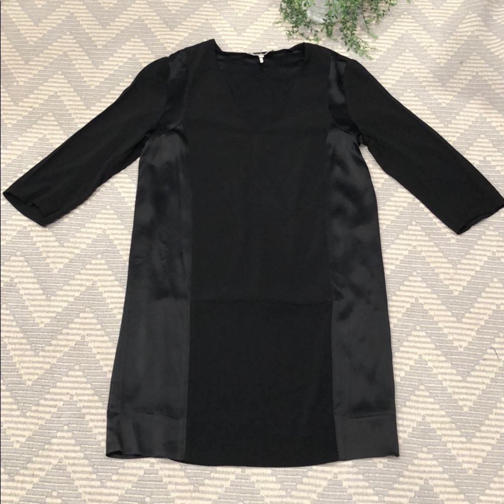 Sandro Black Mix-Media Shift Dress
